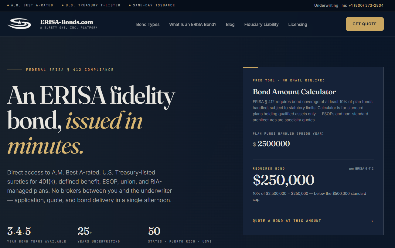 erisa, erisa bond, erisa fidelity bond