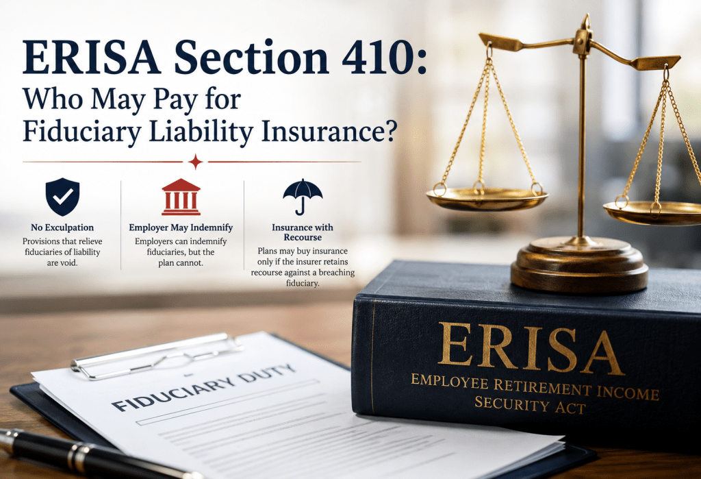 alt text for the image upload? ERISA Section 410 exculpatory provisions, indemnification of fiduciaries, and recourse on plan paid fiduciary liability insurance, ERISA fidelity bond, C. Constantin Poindexter, Surety One